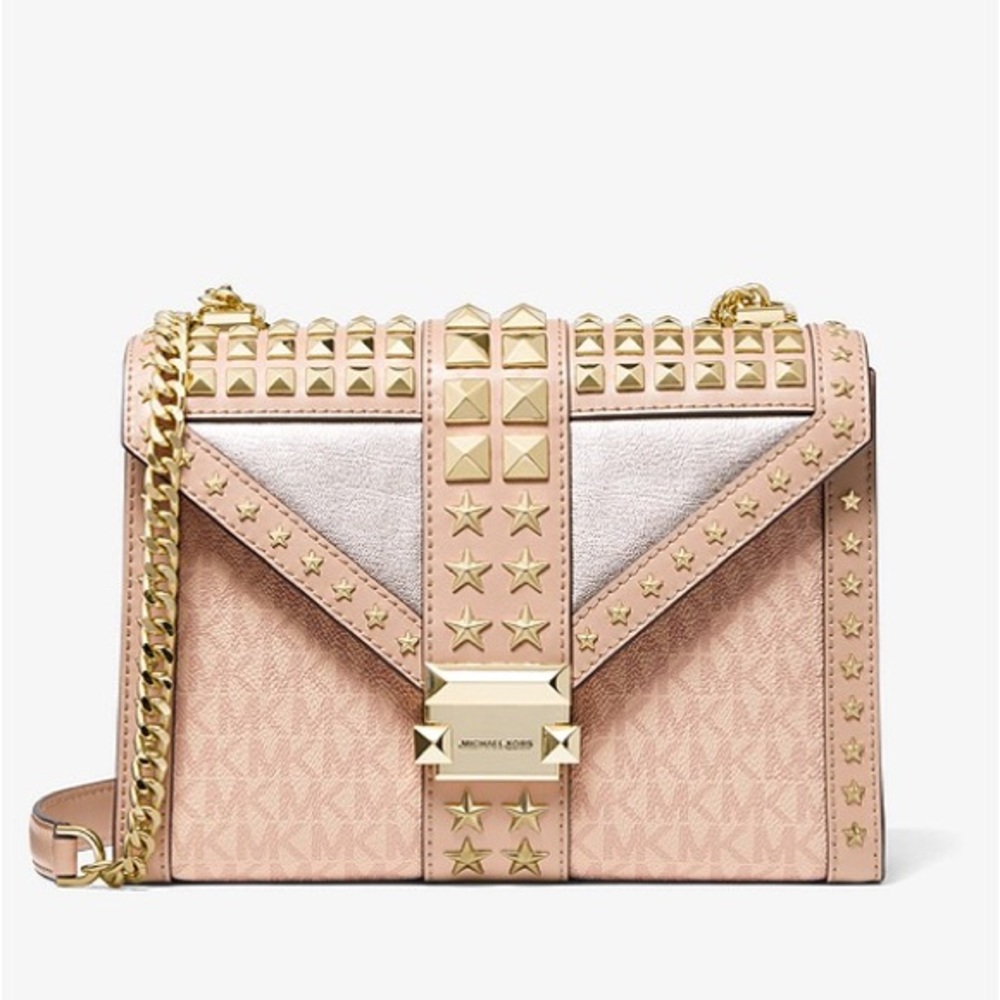 Michael Kors Whitney Large Star Logo And Leather Convertible Shoulder Bag